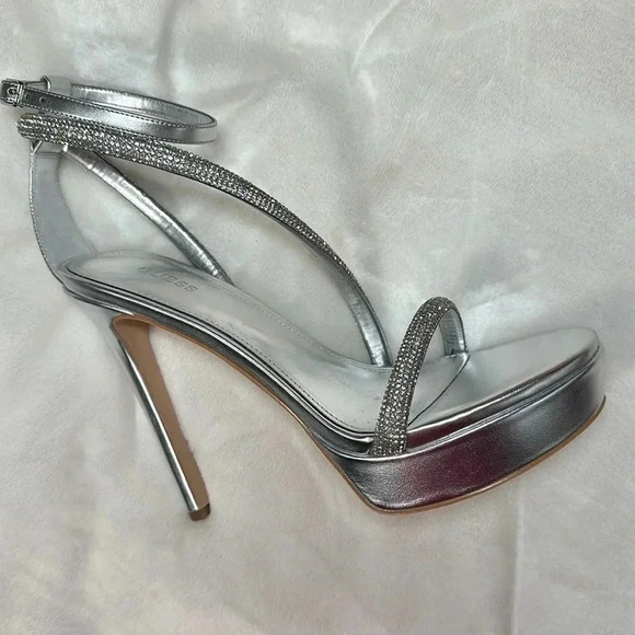 Guess Shoes - NWB Guess Silver Rhinestone Cassidee Heels